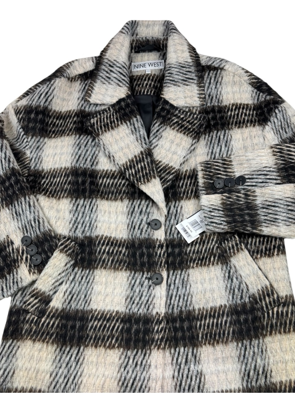 Nine‎ West Coat Brown & Cream Faux Wool Midi Heavy Fully Lined in Size XXL  NWT - Picture 2 of 15